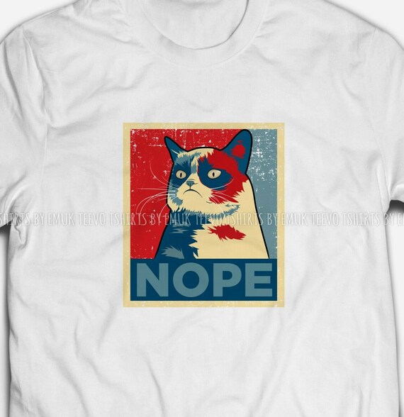Funny Grumpy Cat NOPE 100% Cotton 