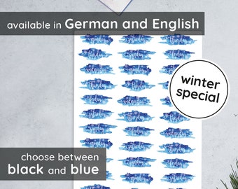 Winter Font: Date/Calendar Stickers | Days of the Week in English and German – for Bullet Journal, Filofax, Planner, School – decoration