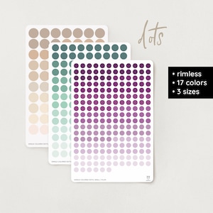 Single-color Dots Stickers | rimless | 18 color palettes | transparent & paper | 3 sizes – Bullet Journal, Filofax, Planner, Deco