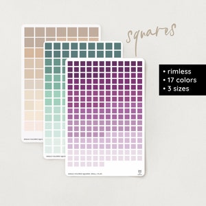 Adesivi quadrati monocolore / senza bordo / graduati / 18 opzioni di colore / 3 dimensioni: Bullet Journal, Filofax, Planner, Scuola e Università – deco