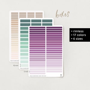 Single-color Boxes Stickers | rimless | graded | 18 color options | 6 sizes – Bullet Journal, Filofax, Planner, School & University – deco