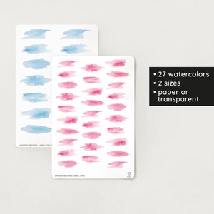 Stickers aquarelvlekken | 2 maten | 27 kleuren | transparant: Bullet Journal, Filofax, Planner, Plakboek, School, Universiteit, Decoratie