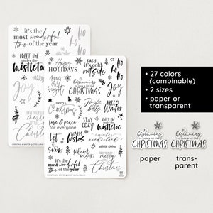 Stickers kerst- en wintercitaten | 2 maten | 27 kleuren | papier en transparant – bullet journal, filofax, planner, Uni & school