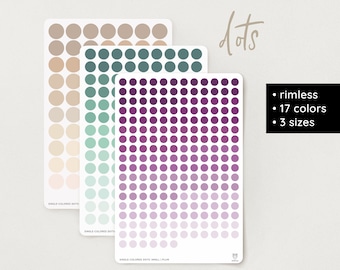 Single-color Dots Stickers | rimless | 18 color palettes | transparent & paper | 3 sizes – Bullet Journal, Filofax, Planner, Deco