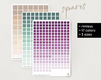 Single-color Squares Stickers | rimless | graded | 18 color options | 3 sizes – Bullet Journal, Filofax, Planner, School & University – deco