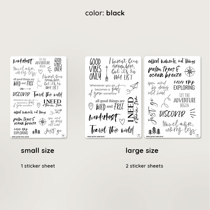 Travel Quotes Stickers 2 Sizes 27 Colors Paper and Etsy