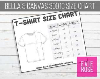 Etsy T Shirt Size Chart