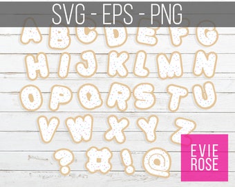 Frosted Sugar Cookie Font - Sprinkles Cookie Letters Clipart - Includes SVG, PNG, and EPS Files - Includes Free Rainbow Sprinkles Set
