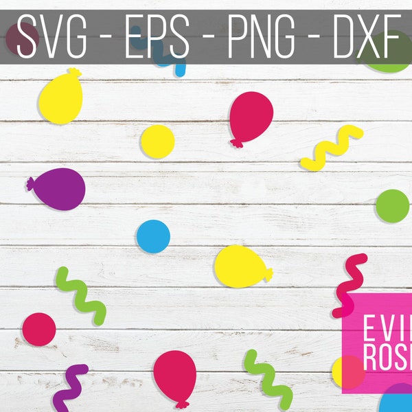 Balloon Confetti File Set- SVG, EPS, PNG and dxf - Cricut Craft Cut Files - Digital Paper - Tshirt, Decal and Sign Graphics - Silhouette