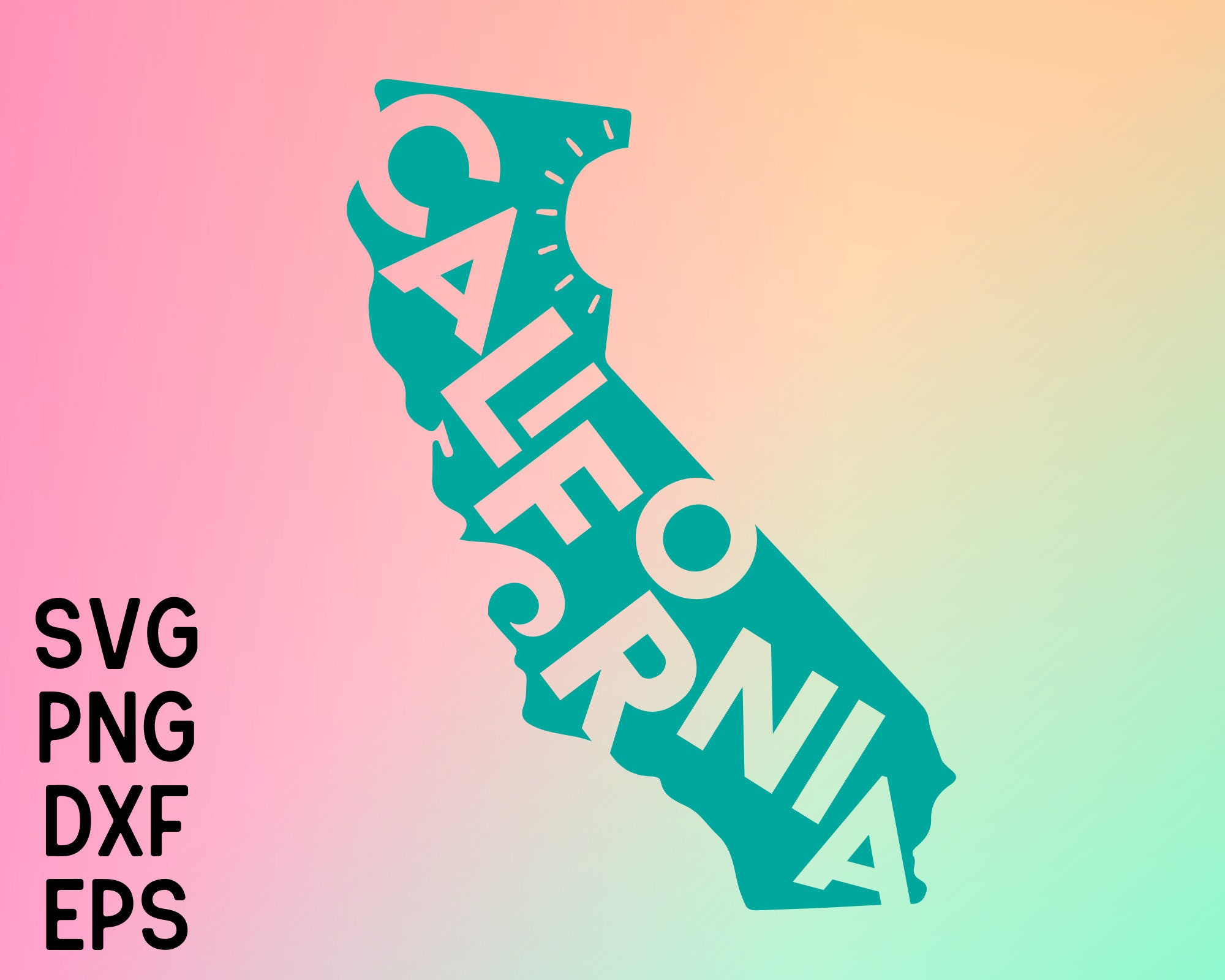 CALIFORNIA Word Art Cut File Set, SVG, PNG, Dxf, Eps, Clip Art and Cut ...