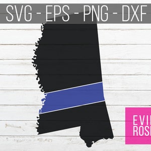 Mississippi Thin Blue Line SVG, DXF, eps, and png Cut Files, Police Support Digital Clip Art and Cut File For Cricut, Silhouette
