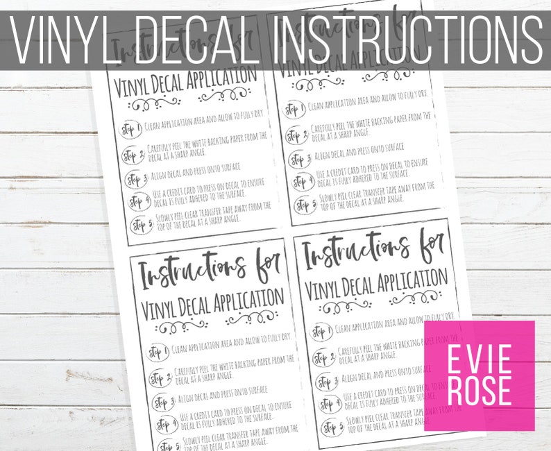 printable vinyl decal instructions letter size four per etsy