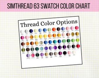 Simthread 63 Roll Swatch Embroidery Thread Color Swatch Chart Graphic for  Your  Shop Resource for Monogram and Embroidery Shops 