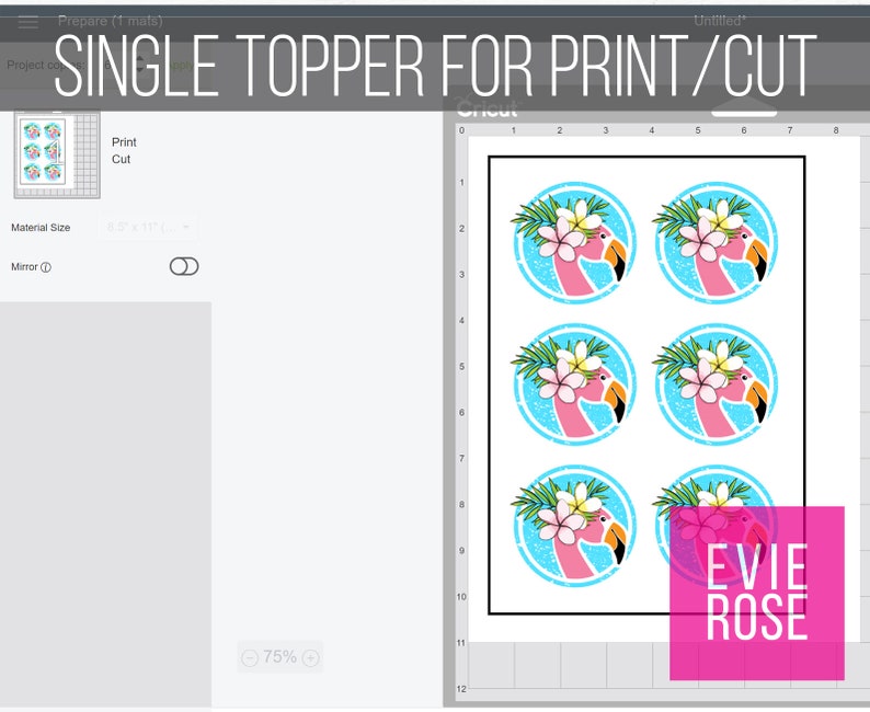 Flamingo Cupcake Topper Printables Luau Party Favors Two | Etsy