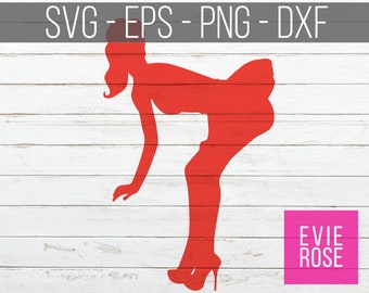 Pinup Girl Silhouette SVG File Set Sexy Model Bent Over in Etsy