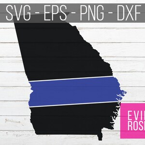 Georgia Thin Blue Line SVG, DXF, eps, and png Cut Files, Police Support Digital Clip Art and Cut File For Cricut, Silhouette