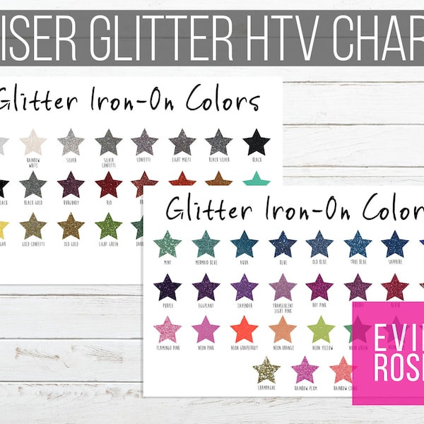 Siser Glitter HTV Color Chart Graphic For Your Etsy Shop - Star Shaped Color Chart Resource For Tshirt Sellers