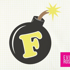 F Bomb SVG - Cricut Craft Cut Files - Digital Paper - Tshirt, Decal and Sign Graphics - Silhouette