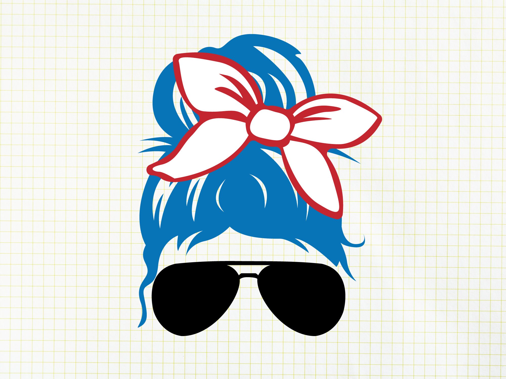 Messy Bun With Bow and Sunglasses Layered SVG File Set | Etsy
