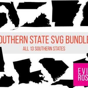 Southern State SVG Bundle for Cricut, Alabama, Arkansas, Florida, Georgia, Kentucky, Louisiana, Mississippi, North South Carolina