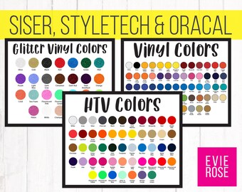 Paquete de gráficos de cartas de colores de vinilo, Siser, Oracal, Styletech (descarga digital)