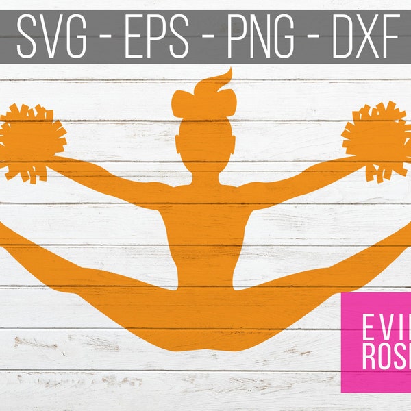 Cheerleader Silhouette SVG File Set  - Cheer Girl With A Bow - PNG, EPS and dxf files included - Cricut Designs - Competition Cheer Splits