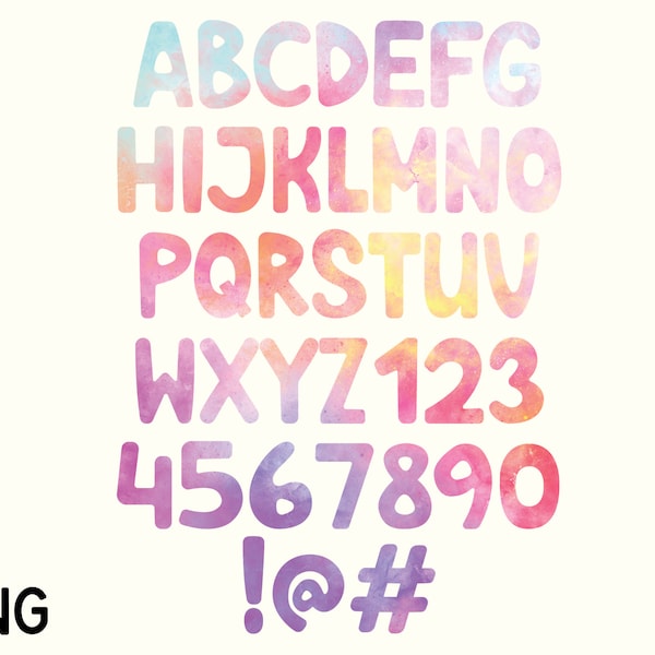 Pastel Tie Dye Letters for Sublimation or Printable Craft, Alphabet for Sublimation Designs