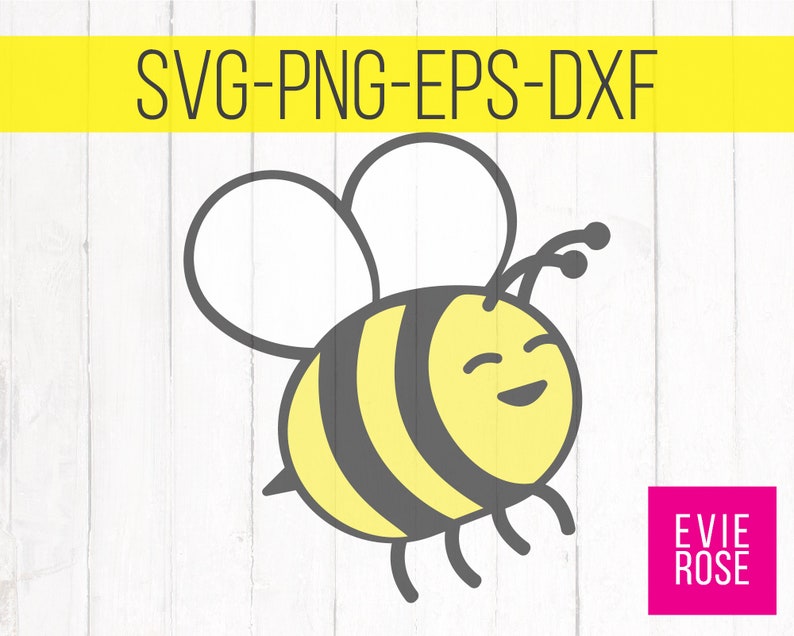 Download Happy Bee Layered Cut File and Clipart SVG DXF PNG and eps ...