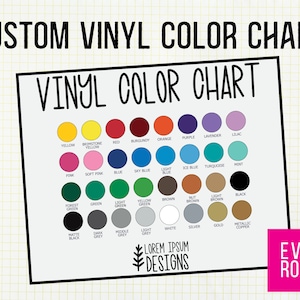 Editable Cricut Vinyl Color Chart, Permanent Vinyl Color Chart