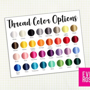 Embroidery Thread Color Swatch Chart Graphic For Your Etsy Shop - Basic Color Chart Resource For Monogram and Embroidery Shops