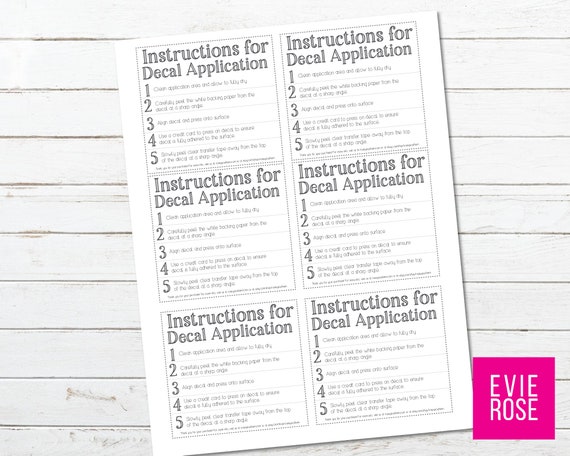 printable vinyl decal instructions letter size six per etsy