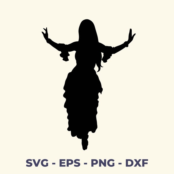 Belly Dancer Silhouette Cut File and Clipart, Egyptian Dance, Tribal Fusion, Renaissance - PNG, EPS and dxf files included