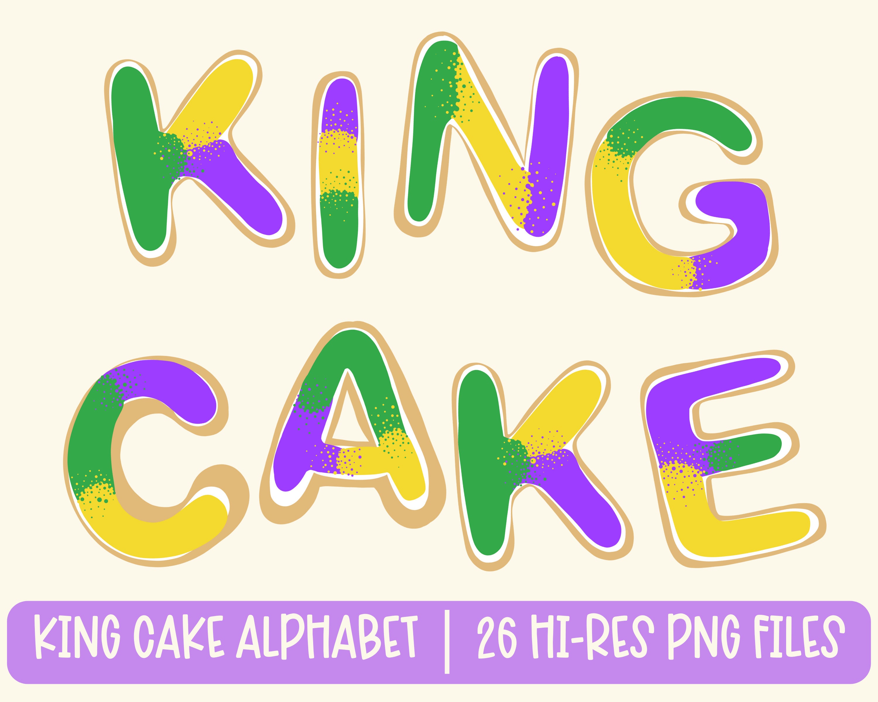 Mardi Gras King Cake PNG Patch Bundle Sublimation Design, Mardi