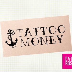 DRUCKBARE Tattoo Geldumschlag - Geschenkkarte drucken, schneiden und kleben, Weihnachtsgeschenk, Geburtstagsgeschenk