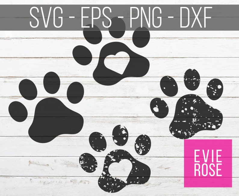 Puppy Paws File Set Distressed Dog Paws Cut Files Pup - Etsy