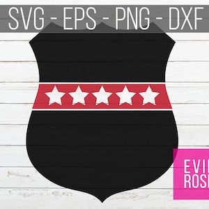 Thin Red Line Stars Shield SVG File Set - Thin Red Line Shield - Police, Fire, First Responder Badge - PNG, DXF and eps Included