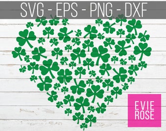 Heart of Clovers With Hidden Four Leaf Clover - SVG, EPS, PNG and dxf - St. Patrick's Day - Cute Heart Shamrock Design