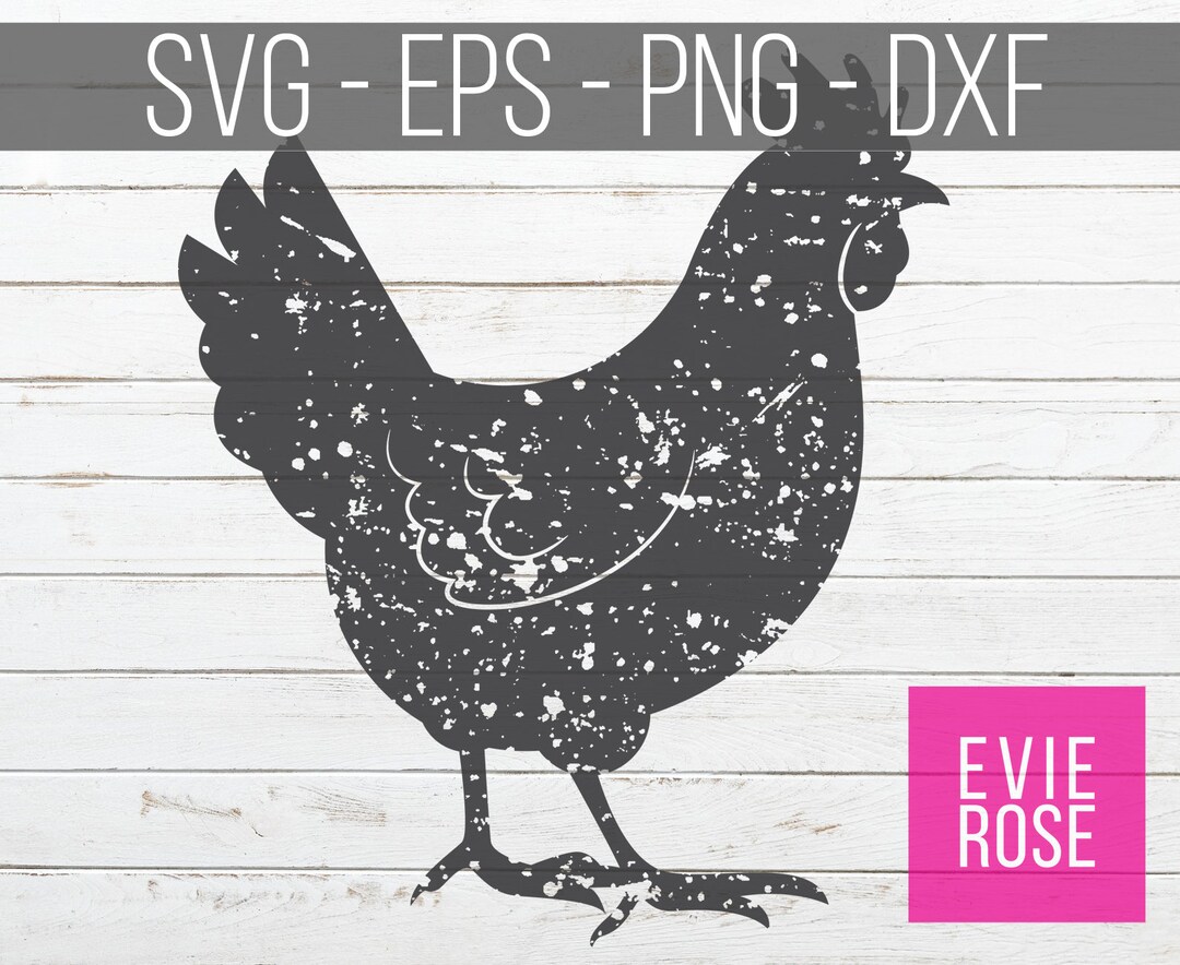 Distressed Chicken Cut File - Grunge Clipart for Decals (digital ...