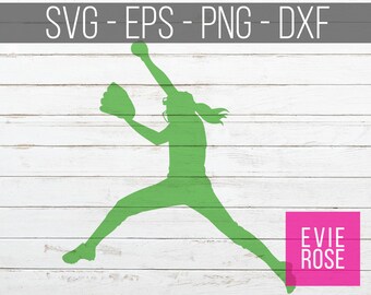 Softball Girl Pitcher Silhouette (svg, png, eps, dxf Files) - Digital Download