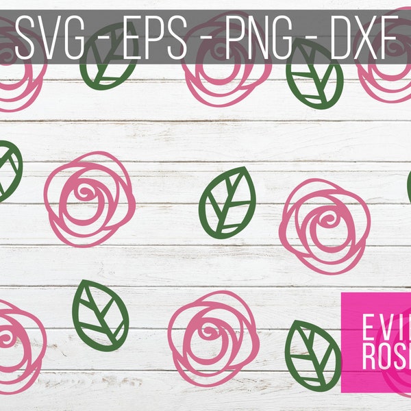 Rose and Leaf Confetti SVG, EPS, PNG and dxf - Cricut Craft Cut Files - Digital Paper - Tshirt, Decal and Sign Graphics - Silhouette