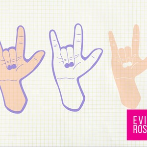 Eu te amo em camadas SVG - Decalque, camisa e arquivo de artesanato de duas cores Positive Vibes - Arquivo de adesivos somente Good Vibes - ILY - ASL - Sinal americano
