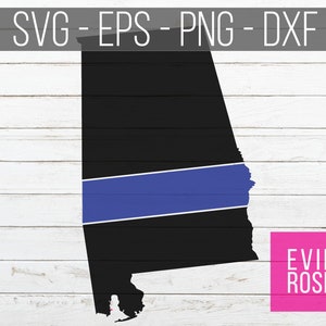 Alabama Thin Blue Line SVG, DXF, eps, and png Cut Files, Police Support Digital Clip Art and Cut Files for Cricut, Silhouette