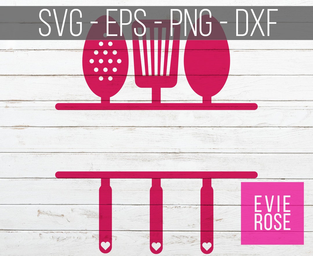 Kitchen Utensils Monogram Frame SVG Clipart Bundle SVG, EPS, Png and