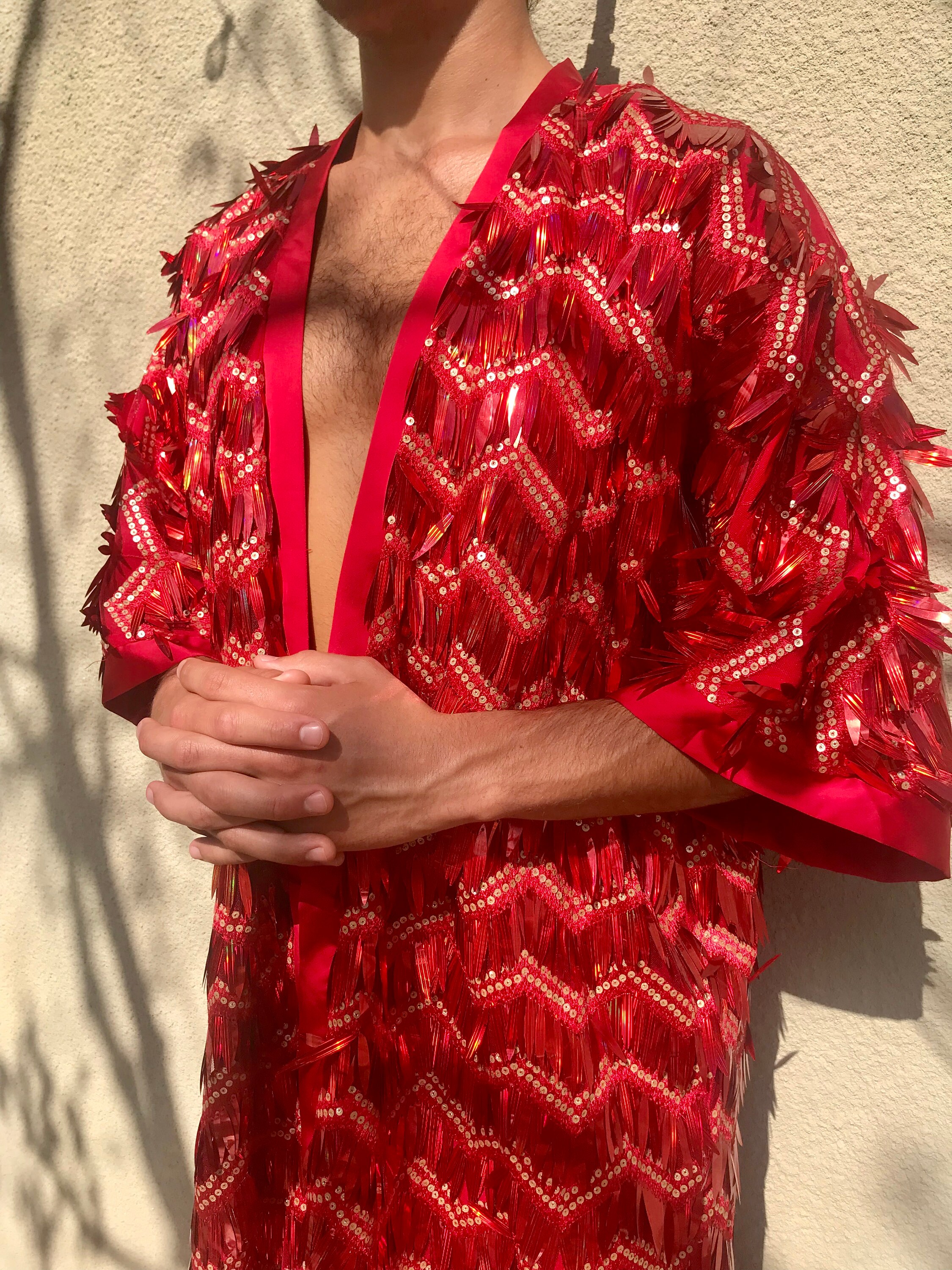Red sequins kimono Etsy