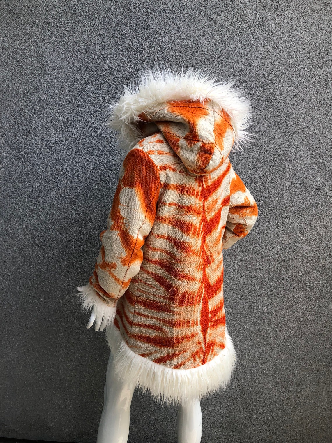 Tie dye faux fur boho coat Etsy
