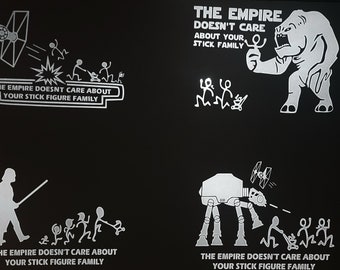 Star Wars Stick Figure Family Transfer- Star Wars Vinyl Decal- Vinyl Window Decal