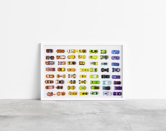 Póster de coche de juguete arcoíris: Decoración infantil (Descarga digital)