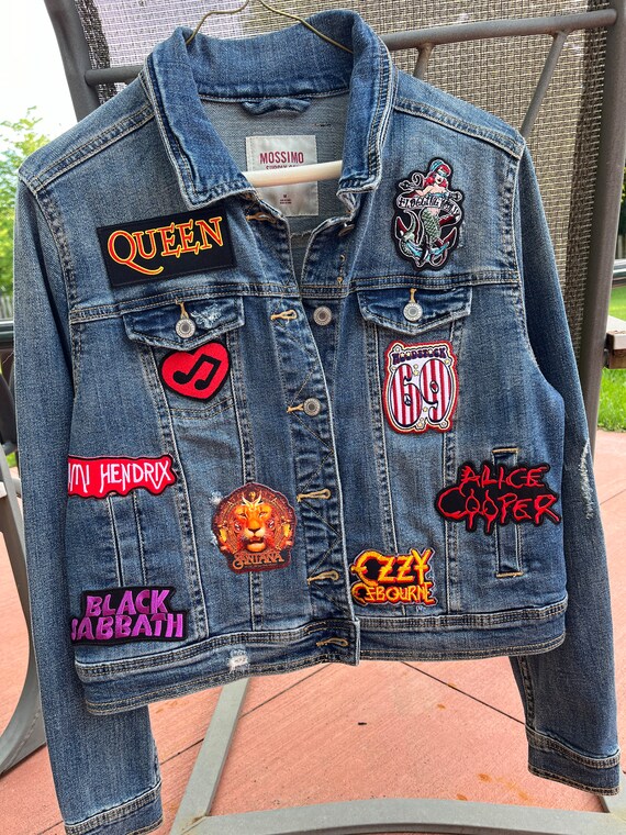 Jean Jacket With Vintage Rock-n-roll Patches - Mossimo Jean Jacket With Vintage Rock-n-roll Patches - Mossimo