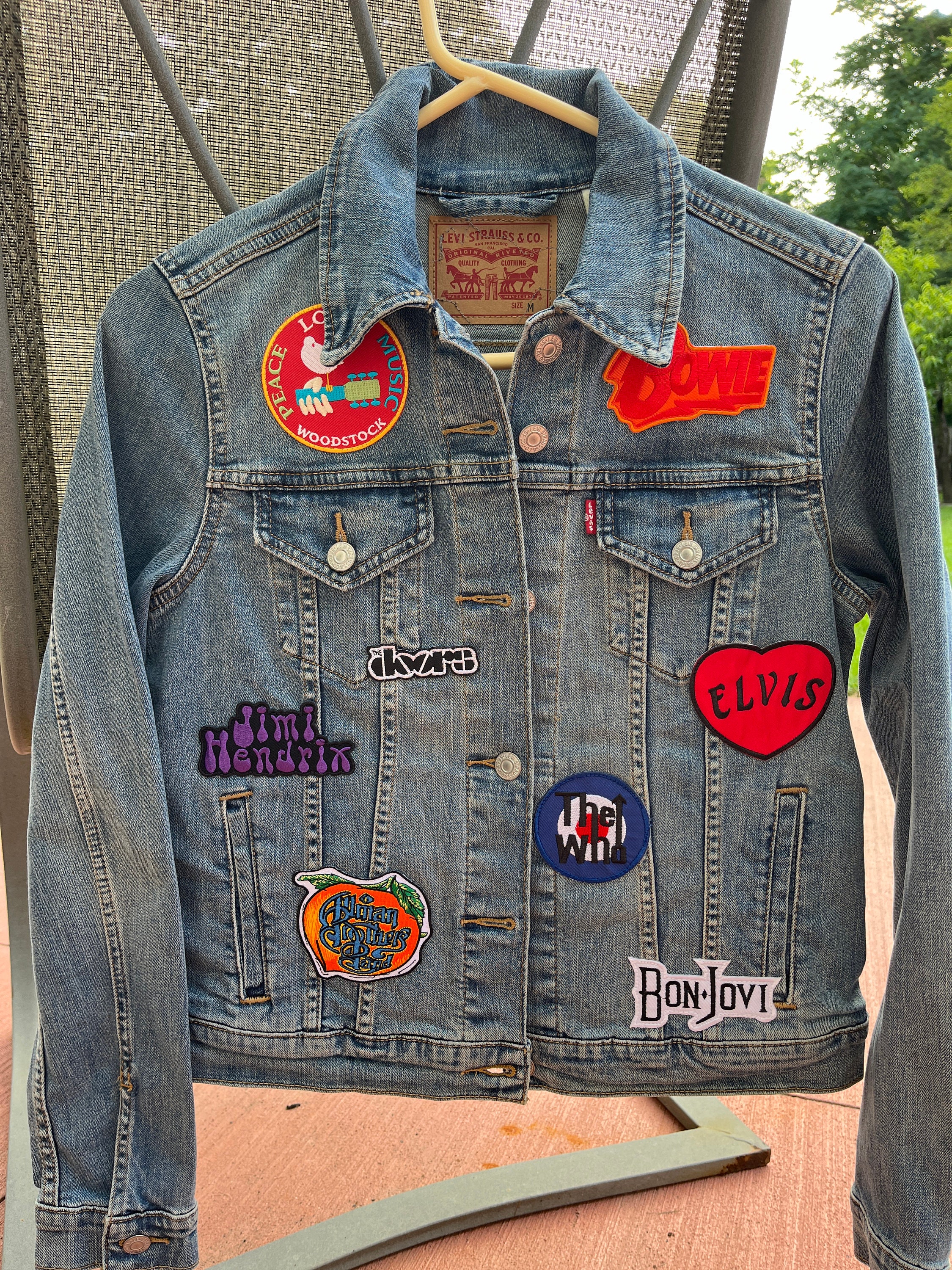 Jean Jacket With Vintage Rock n roll Patches Levi Strauss Medium Etsy