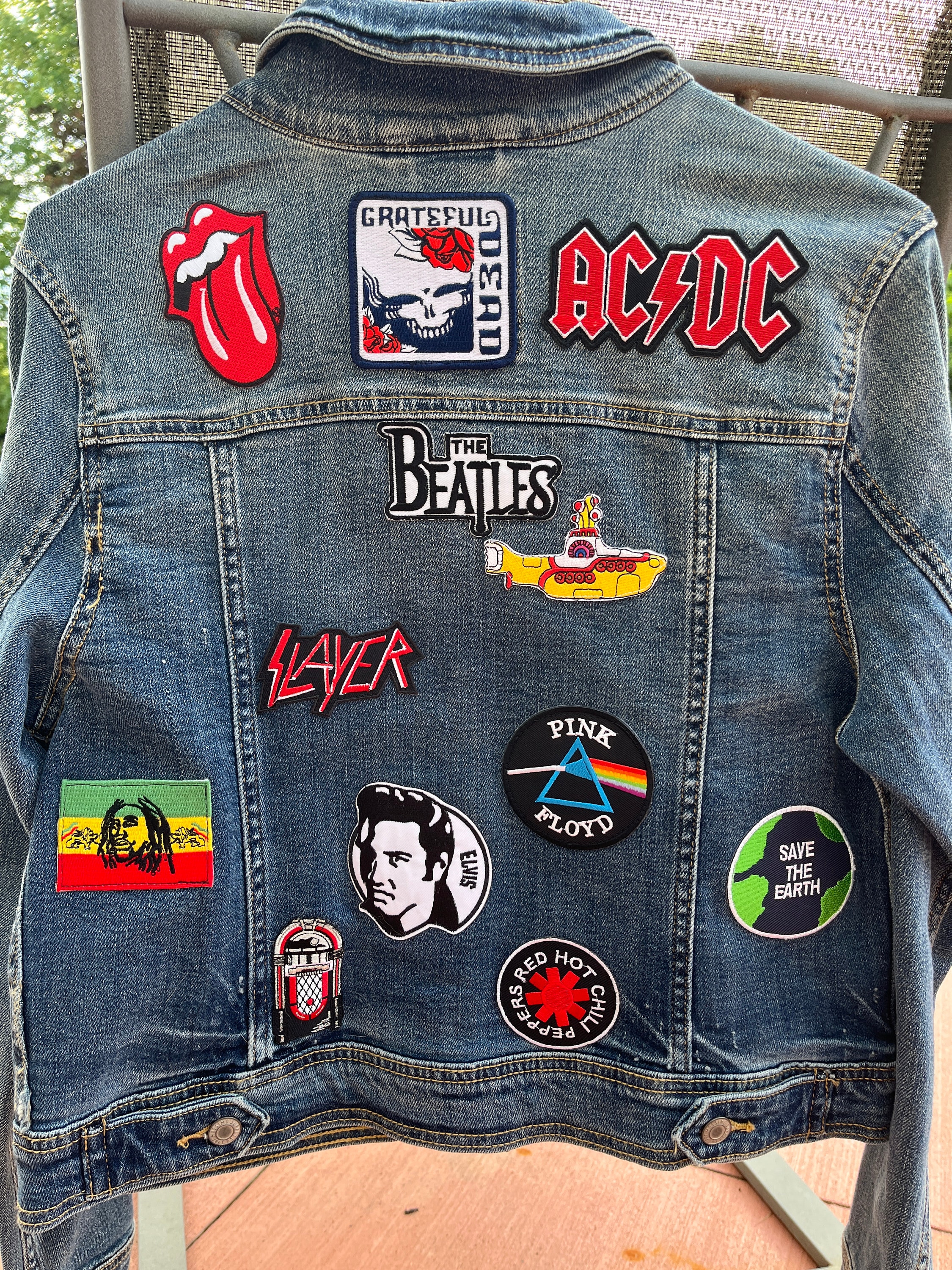Jean Jacket With Vintage Rock-n-roll Patches - Mossimo Jean Jacket With Vintage Rock-n-roll Patches - Mossimo